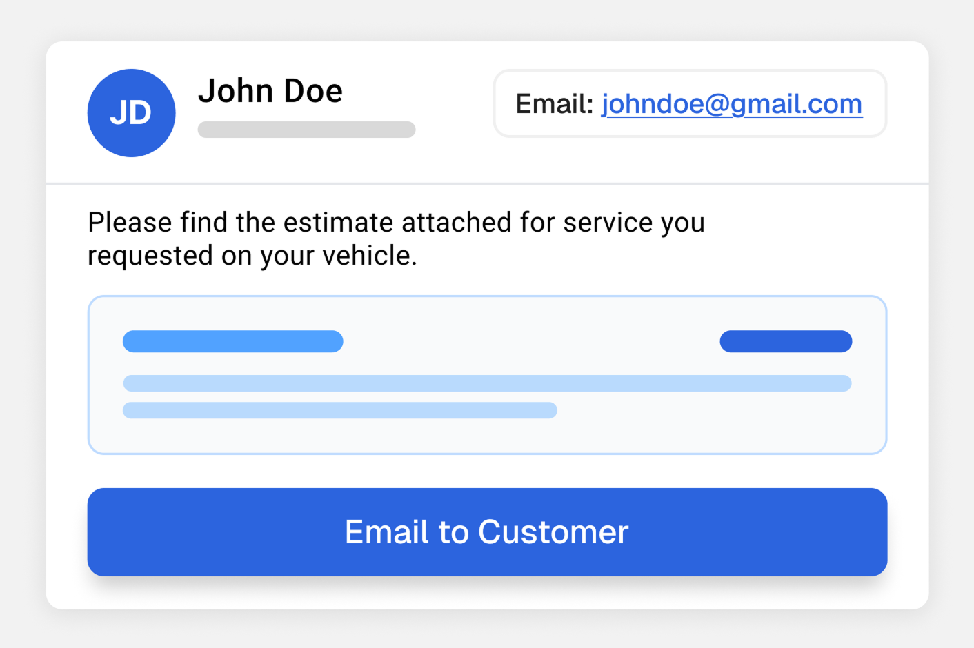 Sending an estimate to a customer by email from Apex Mechanic