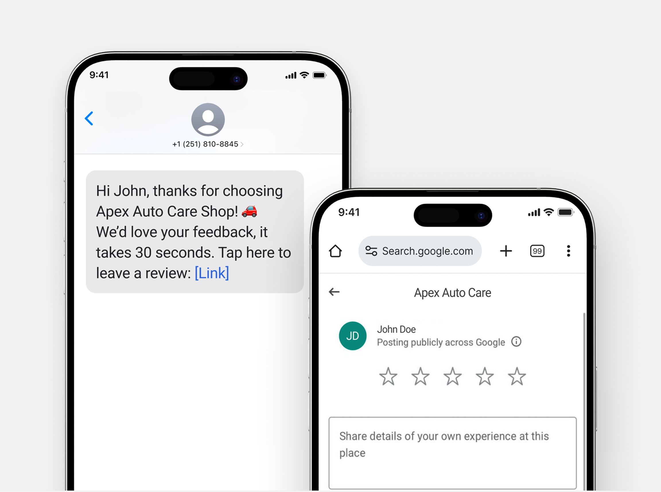 Capture 5-star reviews before your customer pulls into their driveway
